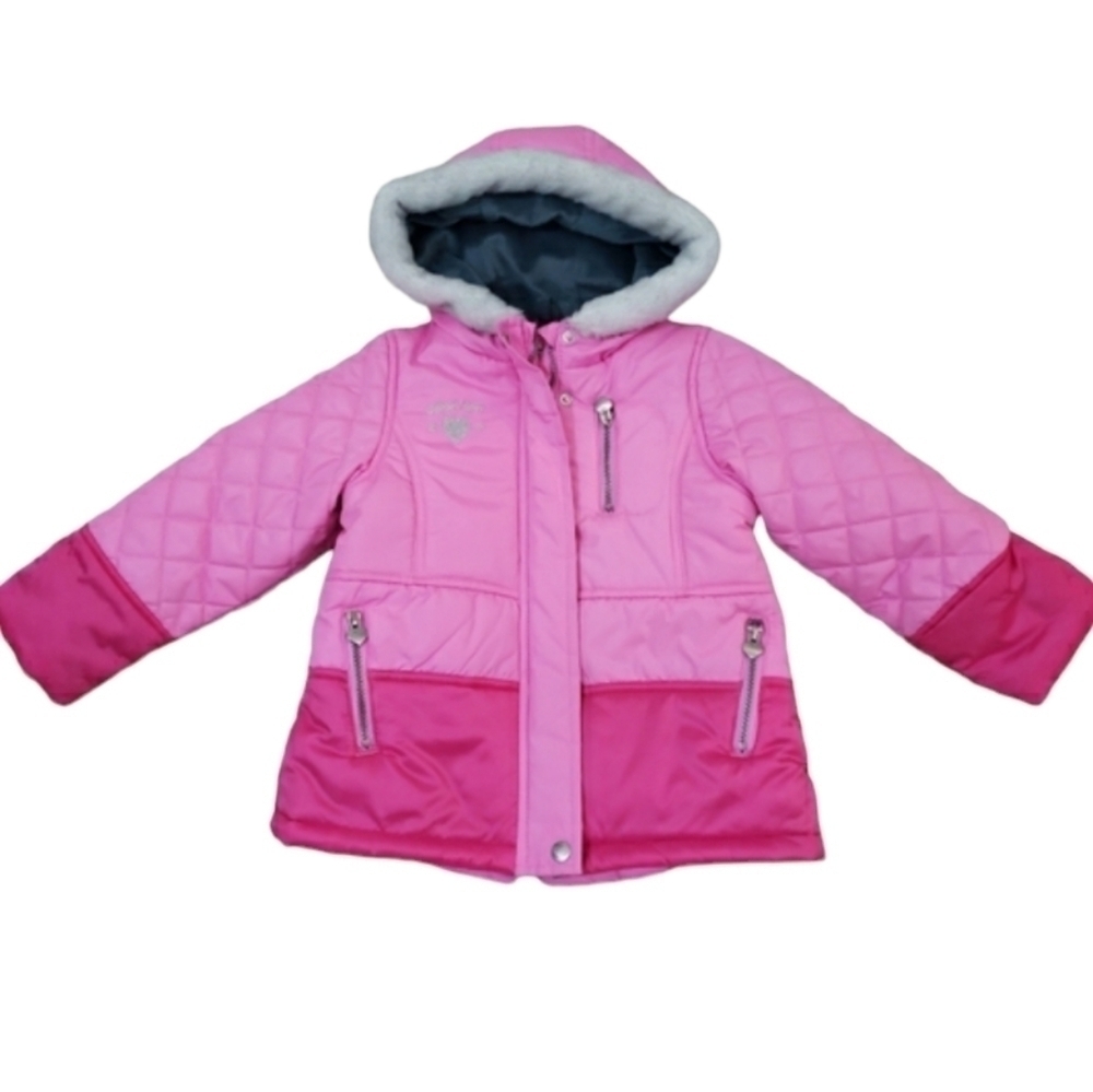 Osh Kosh B'gosh Girls Hooded Puffer Coat Size S(4) Pink Nylon Lining.